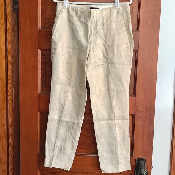 J.Crew pale metallic gold linen pants - Picture 5 of 7